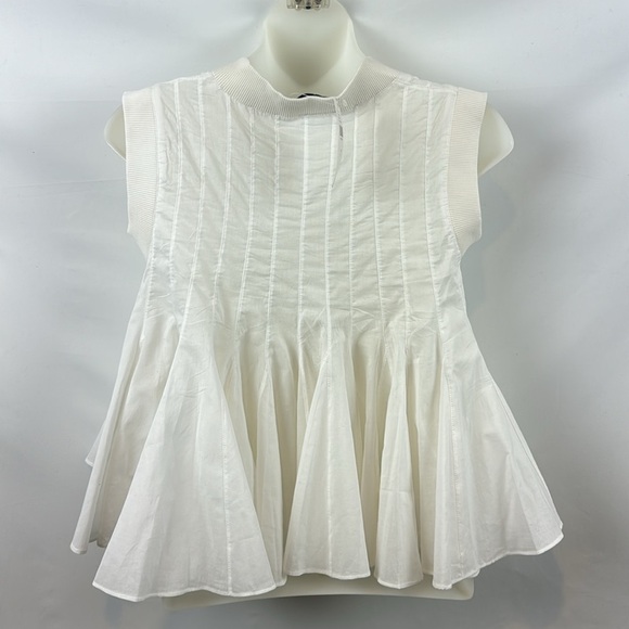 Anthropologie Ashish N Soni Poplin Babydoll Swing White Sleeveless Top Size S - Picture 11 of 14